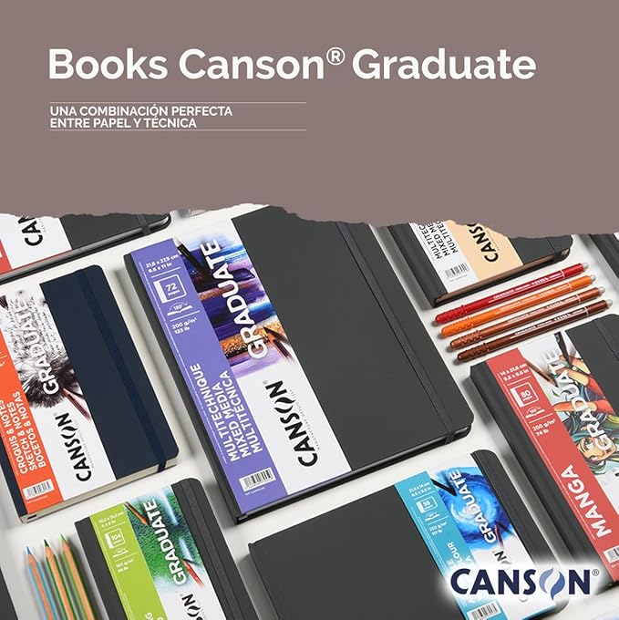 Canson Graduate Drawing Paper, Hard Cover Art Journal, 11x14 inches, 52 Sheets — Artist Paper for Pencil, Ink, Pen, Marker Illustration