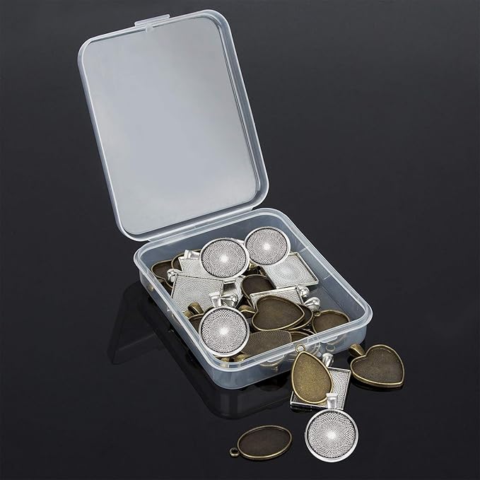 HOMEIDOL Resin Jewelry Molds Pendant Trays Making Kit with 30pcs 5 Styles Metal Pendants and 1pc Silicone Epoxy Casting Mold for Pendant Crafting DIY Gifts