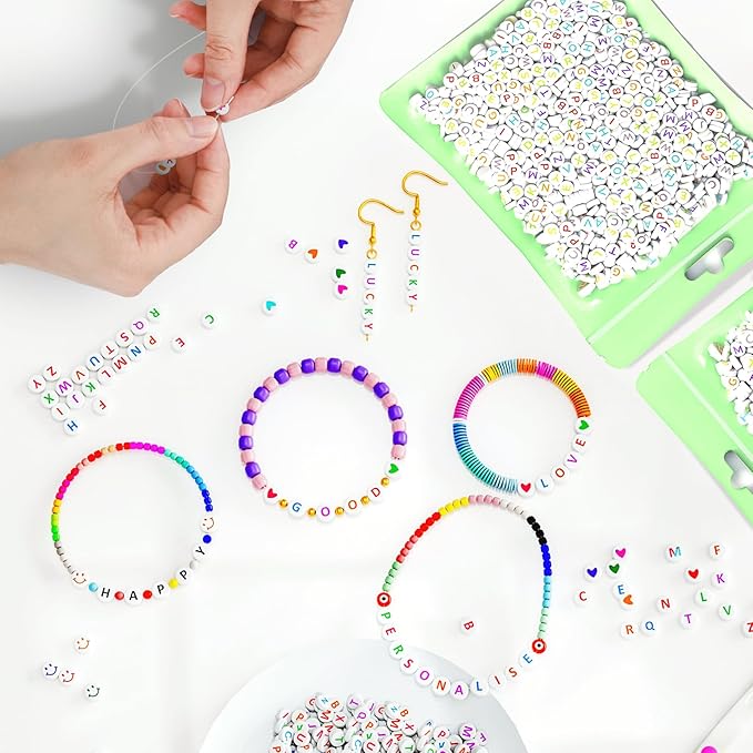 ARTDOT 800 Pieces Assortment Letter Beads for Friendship Bracelets Making Kit, 28 Styles Jewelry Making Supplies Alphabet Beads Set Preppy Crafts Art