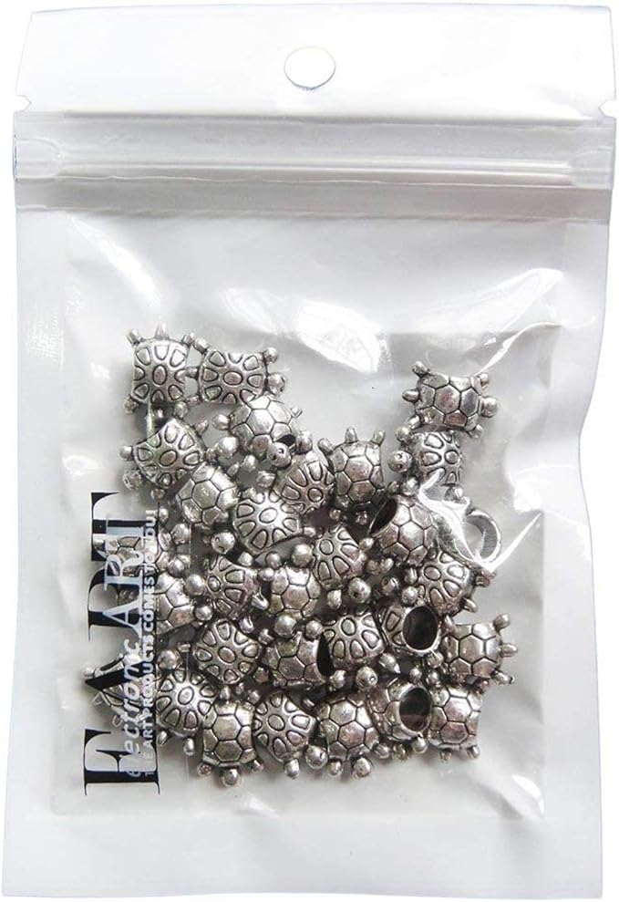 RUBYCA 30pcs Tibetan Silver Tone Spacer Beads Fit European Charms Bracelet Turtle Two Sides