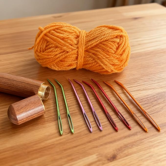 Large Eye Sewing Needle Kit, Yarn Needles Set, 26PCS Multiple Colors of Stainless Steel Embroidery Needles, Solid Wood Needle Box, Suitable for Crochet/Coarse Needle/Yarn/Embroidery DIYers.