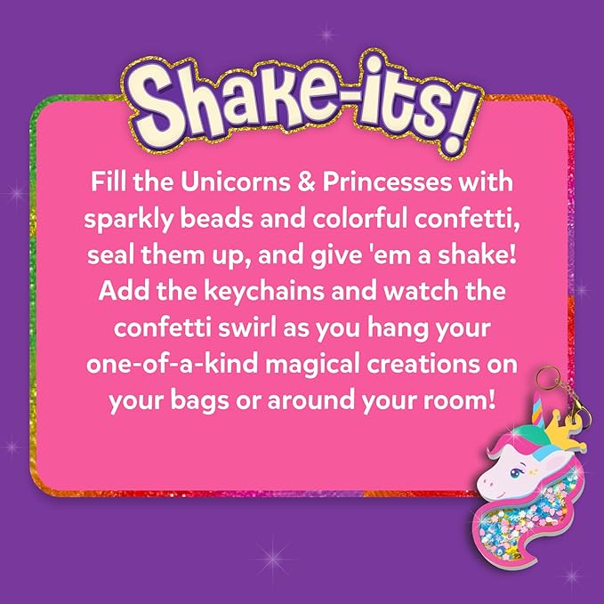 Skillmatics Art & Craft Activity - Shake-its, Unicorns & Princesses, DIY Glitter Craft Kit with Keychains, Creative Travel Toys, Fun Party Favors, Birthday Gifts for Girls & Boys Ages 4, 5, 6, 7, 8, 9