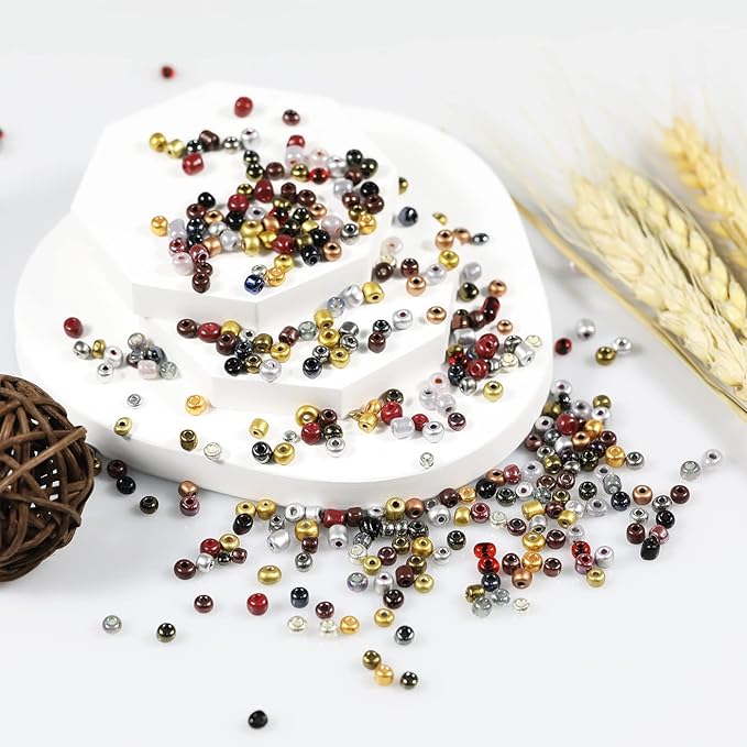 Mixed Colour 4mm Seed Beads, Approx. 1600pcs/110g Per Bag, 6/0 Glass Craft Beads for Adult DIY Jewelry Making, Earrings, Bracelets & Necklaces(Mixed Colour)