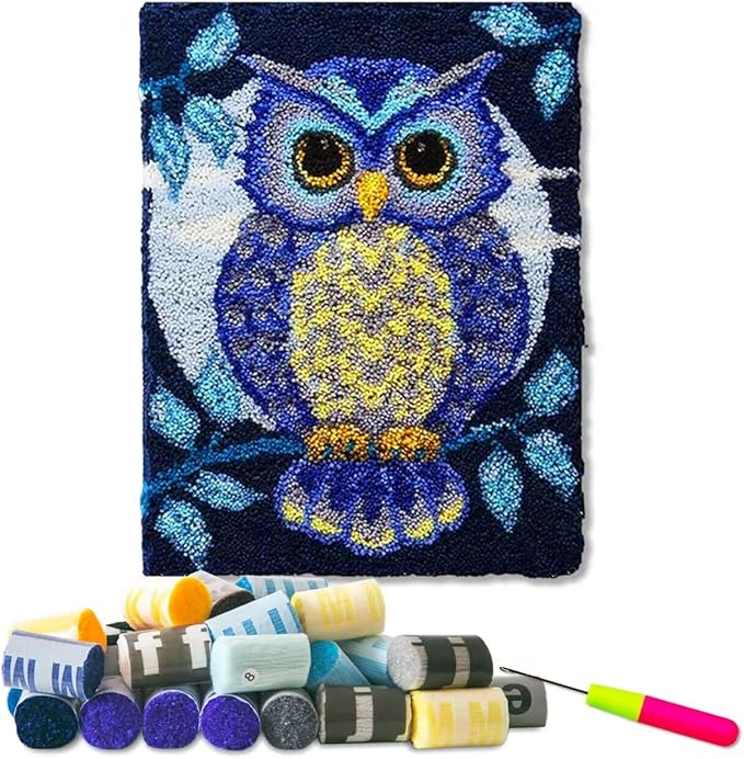 YOOTOM Latch Hook Rug Kits for Adult, DIY Latch Hook Kits Stitch Cross Crochet Carpet Mat Needlework Handmade Cushion Tapesty, Color Pattern Pre-Printed & Pre-Cut Yarns, 20x15in