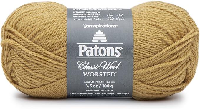 Patons Classic Wool Honey Yarn - 5 Pack of 3.5oz/100g - Wool - 4 Medium - 210 Yards - Knitting/Crochet