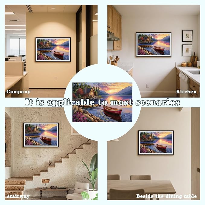DOTZSO Landscape Diamond Painting Kits for Adults, Easy DIY 5D Round Full Drill Diamond Art kit Diamond Dot Crystal Gem Art and Craft for Beginners Home Wall Decor 12x16 Inches