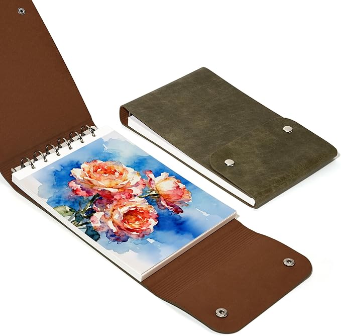 Lightwish Watercolor Sketchbook,300gsm/140lb 100% Cotton Hot Press Watercolor Journal, Acid Free Watercolor Paper for Artists,Adults,Students,20 Sheets,Paper 5.8 * 8.2 Inches