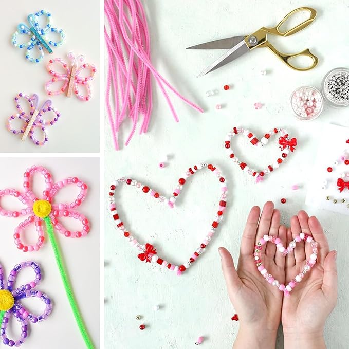 1000pcs red pink white pony beads bulk for bracelets making valentines day bracelet beads for crafts hair beads for braids diy crafts home party decorations