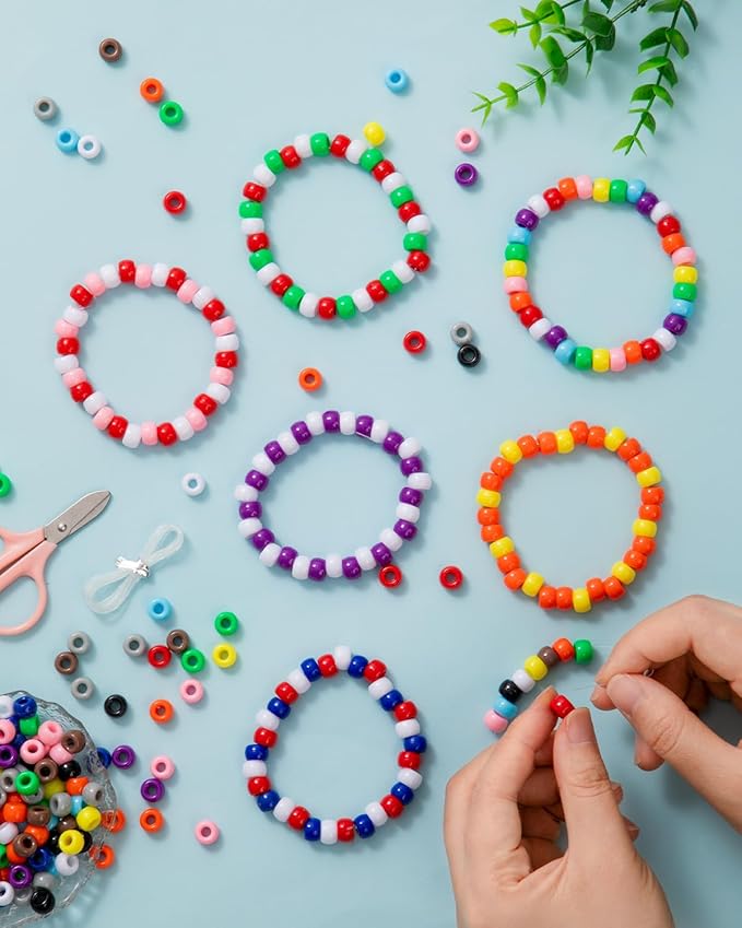 1000+ Pcs Pony Beads, White Kandi Beads for Bracelet Making, Hair Braids, Necklaces, Key Chains, Jewelry