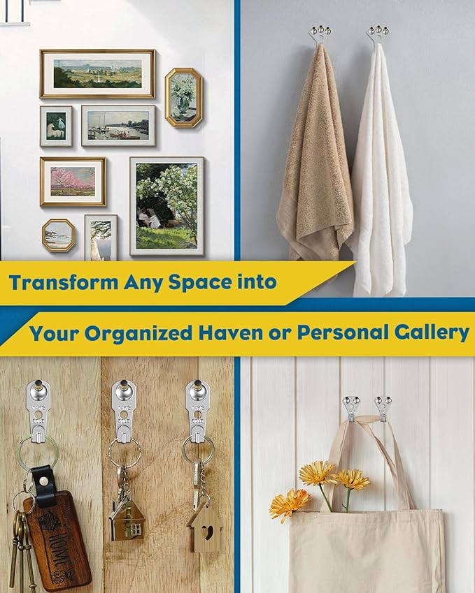 Uniclife 152 Pcs Picture Hanging Kit, 10 lb, 20 lb, 30 lb, 50 lb, 75 lb, 100 lb Heavy Duty Picture Hangers for Drywall & Wood, Picture Hanging Hooks, Frame Hooks, Silver