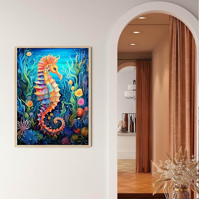 EIBEILI 4 Pack Sea Animals Diamond Painting Kits for Adults, 5D Diamond Art Kits for Beginner DIY Full Drill Diamond Dots Crystal Craft Kits for Home Wall Decor Gifts 11.8x15.7 inch