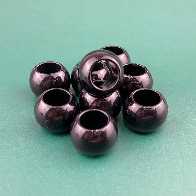 300 acrylic large hole beads for crafts and for hair 10mm x 12mm acrylic barrel beads with 5.7mm large hole, glossy black