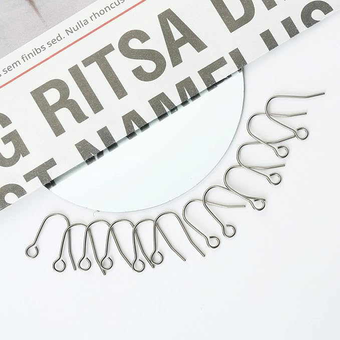 24pcs 20g small pure titanium earring fish hooks with 50pcs silicone earring backs diy earrings findings for jewelry making, hypoallergenic earring hooks making kit for women men sensitive ears