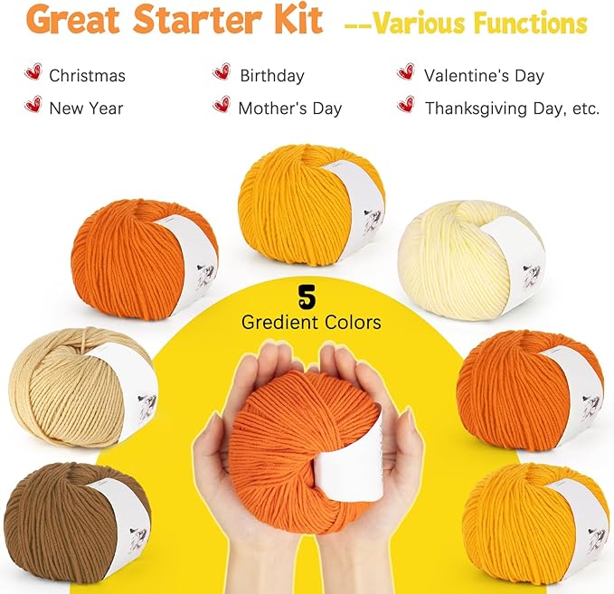 katech 20 skeins cotton yarn for crocheting-55% cotton 45% acrylic-4 medium (worsted)-super soft milk cotton yarn-great crochet and knitting starter kit for colorful craft(color e)