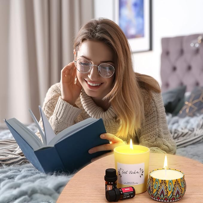 SAEUYVB Candle Making Kit,Candle Making Kit for Adult with Wax Melting Pot,DIY Starter Soy Candle Making Supplies/Kit - Perfect as Home Decorations