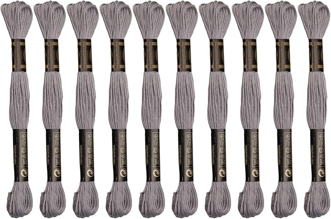 12 Skeins Premium Egyptian Embroidery Floss 9 Yards Each Egyptian Long Fiber Cotton Cross Stitch Thread for Embroidery Projects Bracelet. (12, Grey)