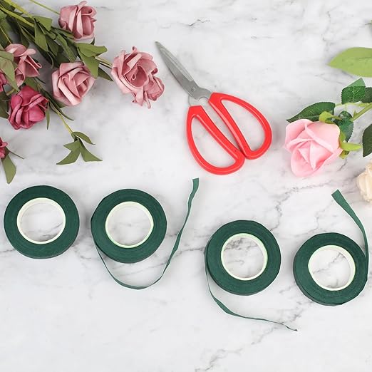 6 Roll Floral Tape 1/2inch Flower Tape Dark Green, Floral Tapes for Bouquet Stem Wrapping and Floral Crafts, Wedding Bouquet