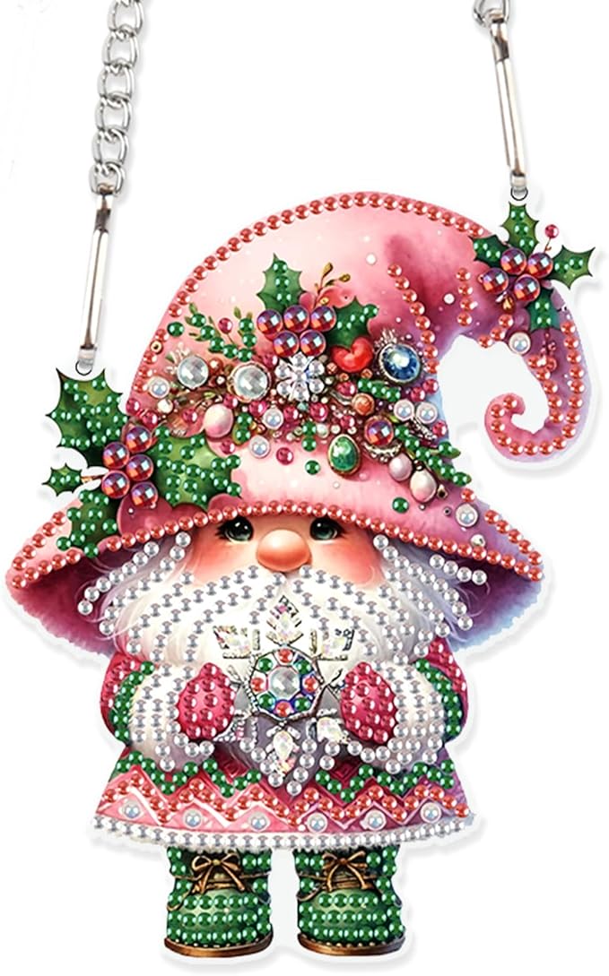 Tontut 5D DIY Diamond Art Painting Pendant Kit, Dwarf Special-Shaped Hanging Crystal Window Pendant kit, Adult Gift Home Curtains, Yard Entrance Decoration