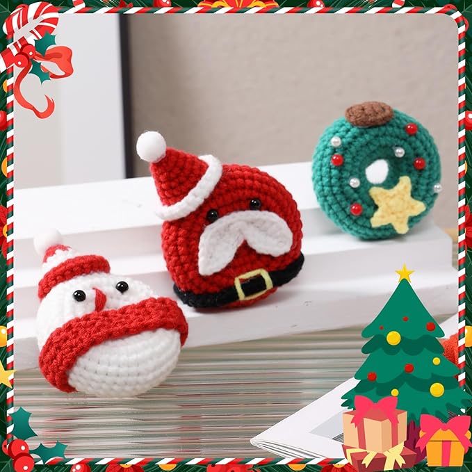 Generic Crochet Kit - Beginner Friendly with Step-by-Step Videos & Patterns (Christmas Donuts)