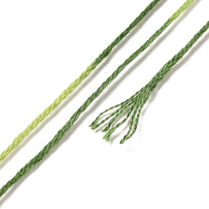 FASHEWELRY 10 Skeins Embroidery Floss Friendship Bracelet String Threads 6-Ply 0.5mm Green Cross Stitch Embroidery Thread for Sewing Bracelet Making Stitching Crafts