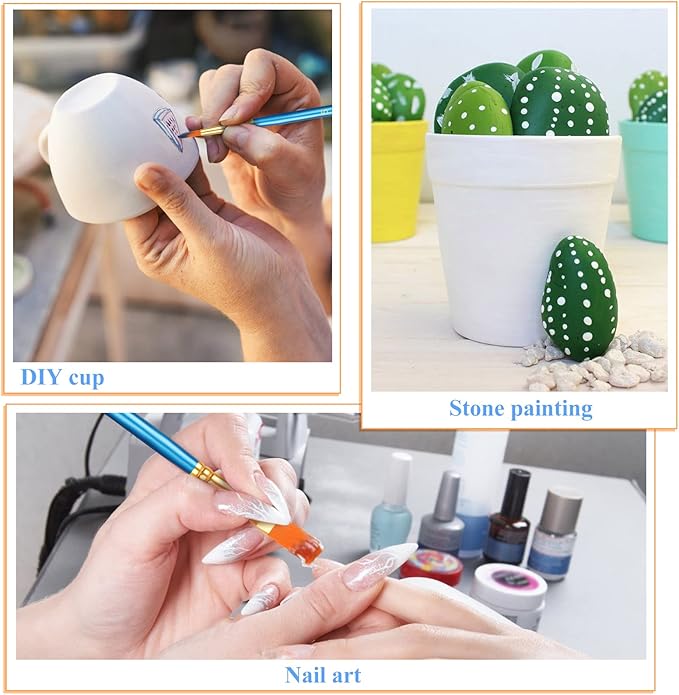 20 Pcs Paint Brushes, Acrylic Painting Brush Set, Watercolor Brushes, Acrylic Brushes for Oil Watercolor, Miniature Detailing, and Rock Painting
