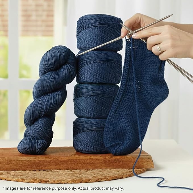 KnitPro Symfonie Fingering Weight Hand Dyed Semi-Solid Yarn Skein | Extra Fine Merino Wool & Polyamide Blend for Knitting & Crocheting, Oeko-TEX Certified 400m, 100g | Terra Jodhpur Blue