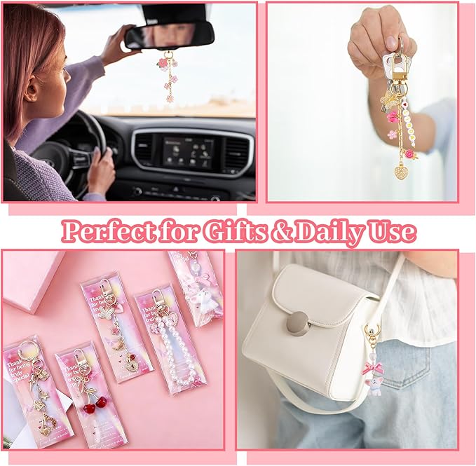 Wurosi 680 Pcs Keychain Making Kits, Pink DIY Bag Charm Kit, 78.74 Inch Chains, Key Chain Hooks, Jump Rings, Lobster Clasps, 225 Charms & Letter, Tools, Great for a Custom Gift, Party, or Family Activ