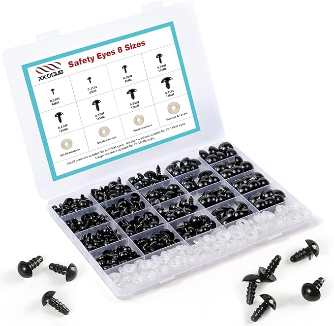 XKDOUS 12-20 mm, 5 Sizes Safety Eyes for Crocheting, Crochet Eyes for amigurumi, Stuffed Animal Doll Eyes for DIY Crafts