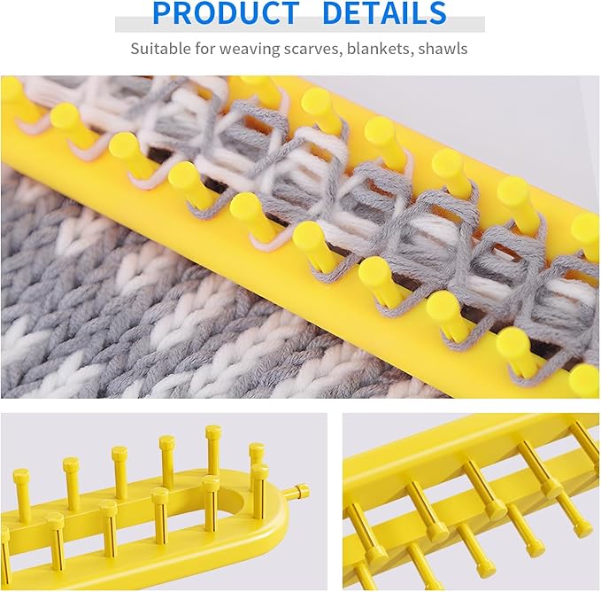 cureder Knitting Loom Long Knitting Loom Kit- Set of 4 Plastic Looms Knitting with 2 Knitting Yarn Loom Needle and 2 Plastic Loom Pick, Fit Craft Kit Tool for Giveaways Souvenirs, Gifts