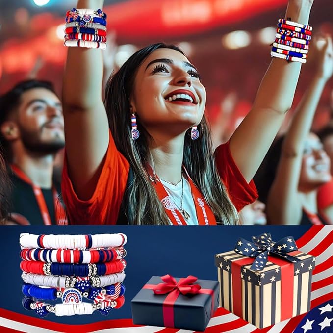 3600 PCS 10 Strands Red White and Blue Clay Beads for Jewelry Making, Clay Charms, Vinyl Heishi Beads 6mm for Surfer Bracelets Necklace Making (4th of July Scheme)