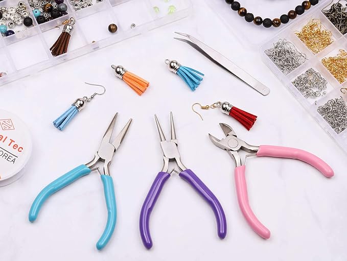 shynek 3pcs jewelry making plier tools with needle/chain/round nose pliers and wire cutter for jewelry repair, wire wrapping, crafts, jewelry making supplies