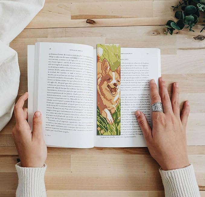 NEGEKFKX 6 Pcs Animal Cross Stitch Bookmark Kit for Adult Beginners,Cross Stitch Kits 14 CT DIY Crossstitch Kits Adult Stamped Bookmark Embroidery Bookmarks Kit