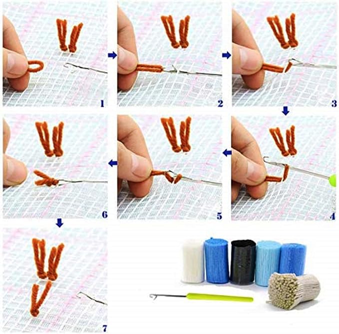 LUBOT 20"*15" White Bear Latch Hook Kits Rug Making Kits DIY Crafts for Adults/Kids with Printed Canvas Pattern Crochet Kit