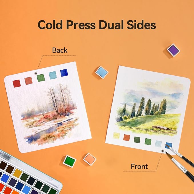 Paul Rubens Square Watercolor Journal, 100% Cotton Acid-Free Cold Press Watercolor Sketchbook 4.72 * 4.72 Inches, 140lb/300gsm,20 Sheets for Watercolors, Gouache, Acrylics