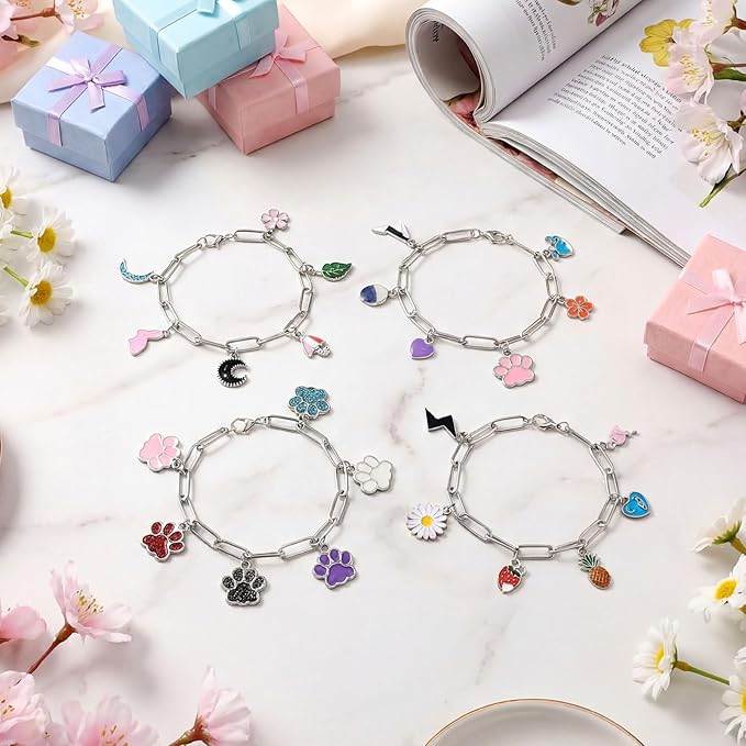 Tondiamo 173 Pieces Charm Bracelet Making Kit for Women DIY Silver Chain Bracelet Jewelry Making Kit for Adult 100 Assorted Charms Pendants 60 Jump Rings Pliers for Crafts Beginner Supplies Gift