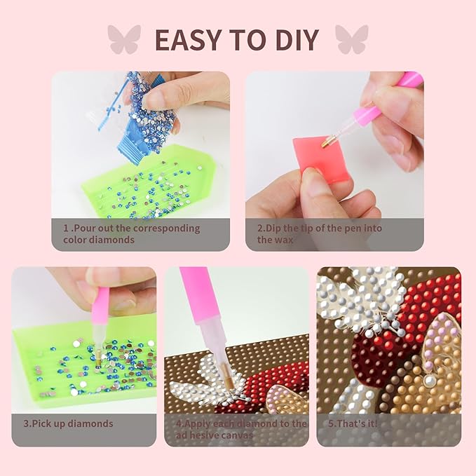 FlyingMage 5D Diamond Art Painting Kits with Wooden Frame, Cute DIY Diamond Art Mosaic Kits for Adults Women Teen, Kawaii Diamond Crafts Arts Full Drill Diamond Dots (Red Queen)