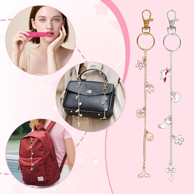 224 Pcs Lip Gloss Charm Keychain Set, Homemade Keychain Making Set, 100 Lip Gloss Charm, 20 Keychains, 1 Jewelry Plier, 1 Puncher, 16.5 Ft Rolls Chain, 100 Jumping Rings, for Jewelry Craft Gifts