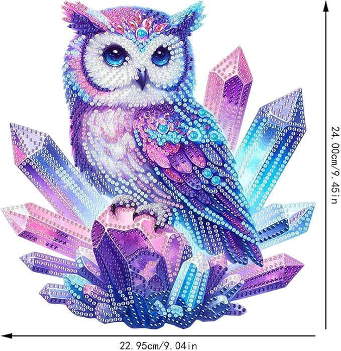 POETRYDRAW DIY Hanging Diamond Art Pendant Kit, 5D Owl Special Shaped Crystal Diamond Art Window Acrylic Pendant Ornament Wall Art Suncatchers Sign for Home Decoration