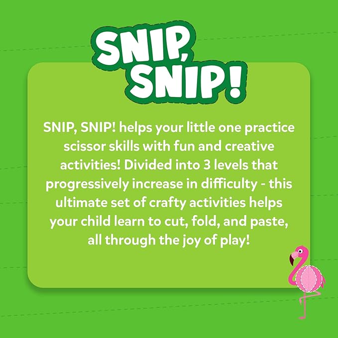 skillmatics scissor skills activity book - snip snip animals, 25 fun cutting & creative activities for preschoolers, 2 child-safe scissors, felt craft kit, gifts for kids ages 3, 4, 5, 6, 7