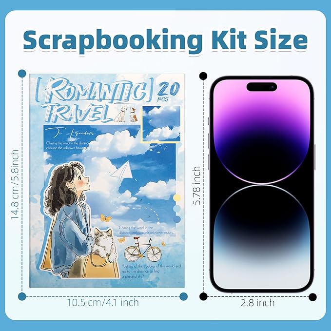 Romantic Getaway Sticker Scrapbooking Supplies for Junk Journal, 20 Sheets PET Stickers - Vintage Journaling Stickers, Ephemera Sticker Book Pre Cut(TZ-009-005)