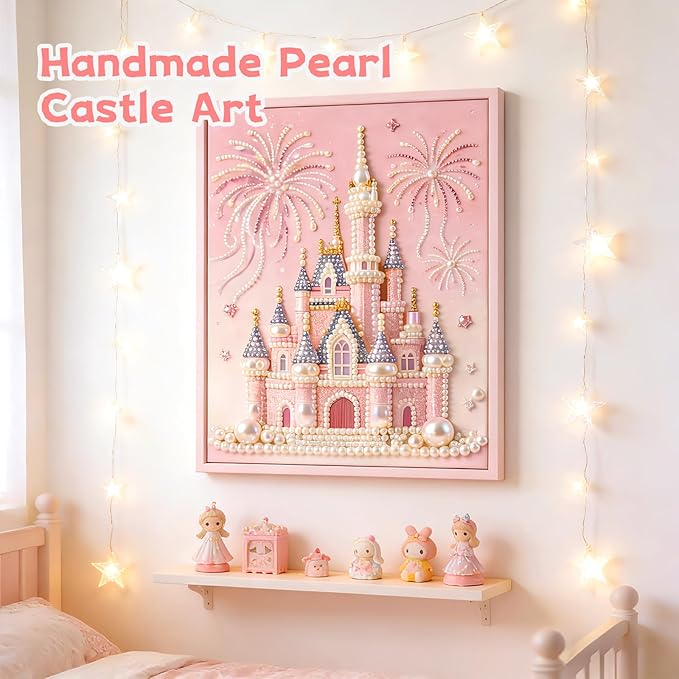 2026 New DIY Castle Beaded Art Kit - Castle Pearl Painting Kit, Plastic Pearl Art Craft for Adults and Beginners, Home Wall Decor, Valentine's Day Gift