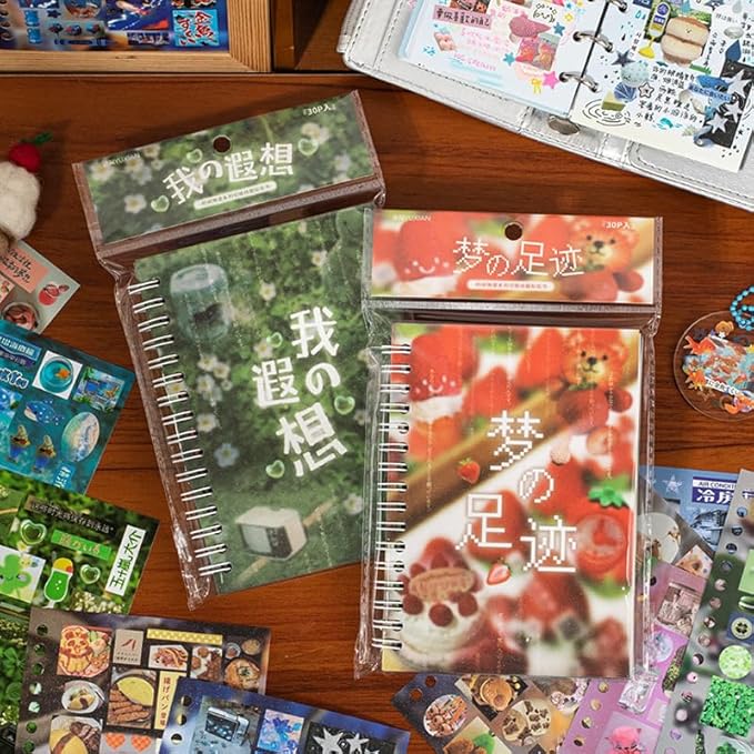 Alideco 30pcs Scrapbook Stickers Vintage Cakes Cuisine Desserts Sticker Book for Adults Sticker journaling Stickers for Scrapbooking (mengdezuji)
