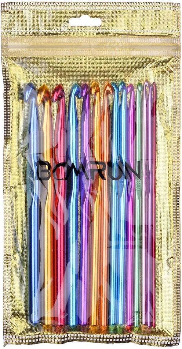 BCMRUN 14 pcs Multicolor Aluminum Crochet Hooks Knitting Needles Craft Yarn 2-10mm …