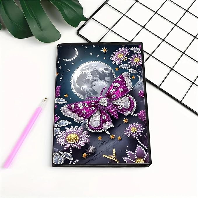Butterfly Diamonds Painting Notebook for Adults, A5 Diamond Art Journal and DIY Sketchbook, Diamond Art Kit Supplies,Gift for Beginners, Craft Lovers, Artists. (Butterfly)