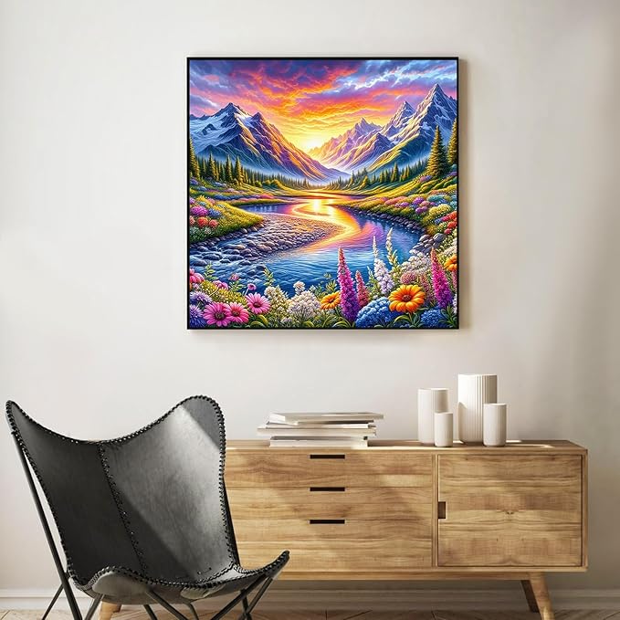 Paint by Numbers Kit for Adults Beginner Snow Mountain, Adult Paint by Number Kits on Canvas, Natural Landscapes DIY Acrylic Oil Painting by Numbers for Adults, Perfect for Home Wall Decor 16X16 Inch