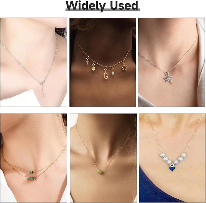 GTVOODX 10Pcs Gold Box Adjustable Necklace Chains Bulk for Jewelry Making 20Inch Stainless Steel Needle Threader Chain with Adjust Clasp