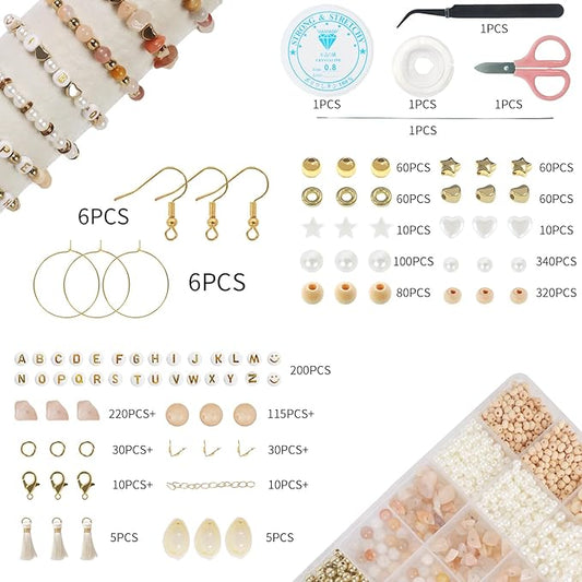 toipinio bracelet making kit jewelry making supplies kit natural stone beads for irregular natural stone with for diy craft 1736 pc friendship bracelet/necklace/earrings for adults (pink aventurine)