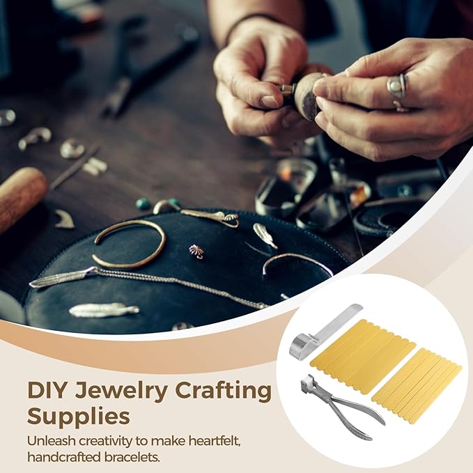 yeesport 18 Pcs Bracelet Making Kit, Includes 1 Bending Plier, 1 Bending Bar, and 16 Gold Bracelet Blanks, Bracelet Stamping Kit, DIY Jewelry Crafting Supplies