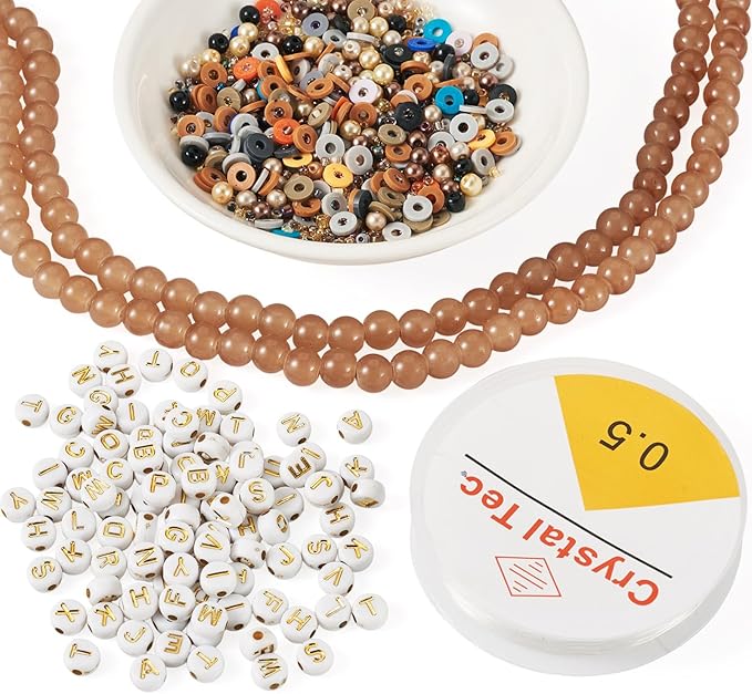 Spritewelry Friendship Bracelet Making Kit with Glass Seed Beads 8mm Clay Beads Bracelet Making Kit for Adults Letter Bead for Jewelry Making DIY Crafts Gift Supplies 1 Bag