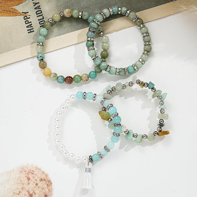 xyliise bracelet making kit natürliche perlen set for adults beads for bracelets silver jewelry making supplies diy jewelry necklace earrings (cz006-amazonite)